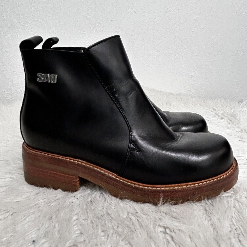 SAO by Stacy Adams Men's Sz 10 Chukka Chelsea Black Leather Ankle Boots Side Zip